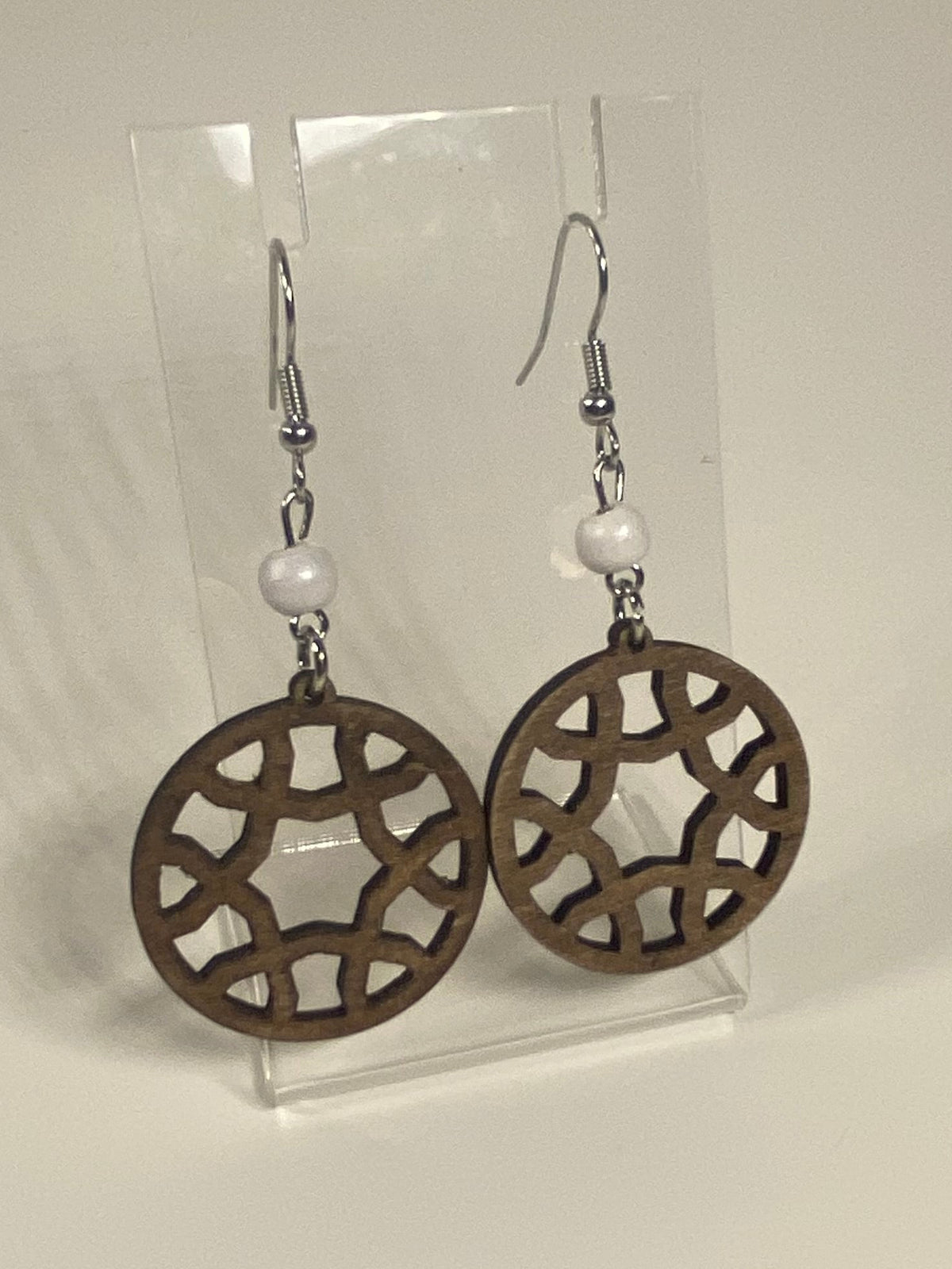 Round Wooden Cut Out Earring