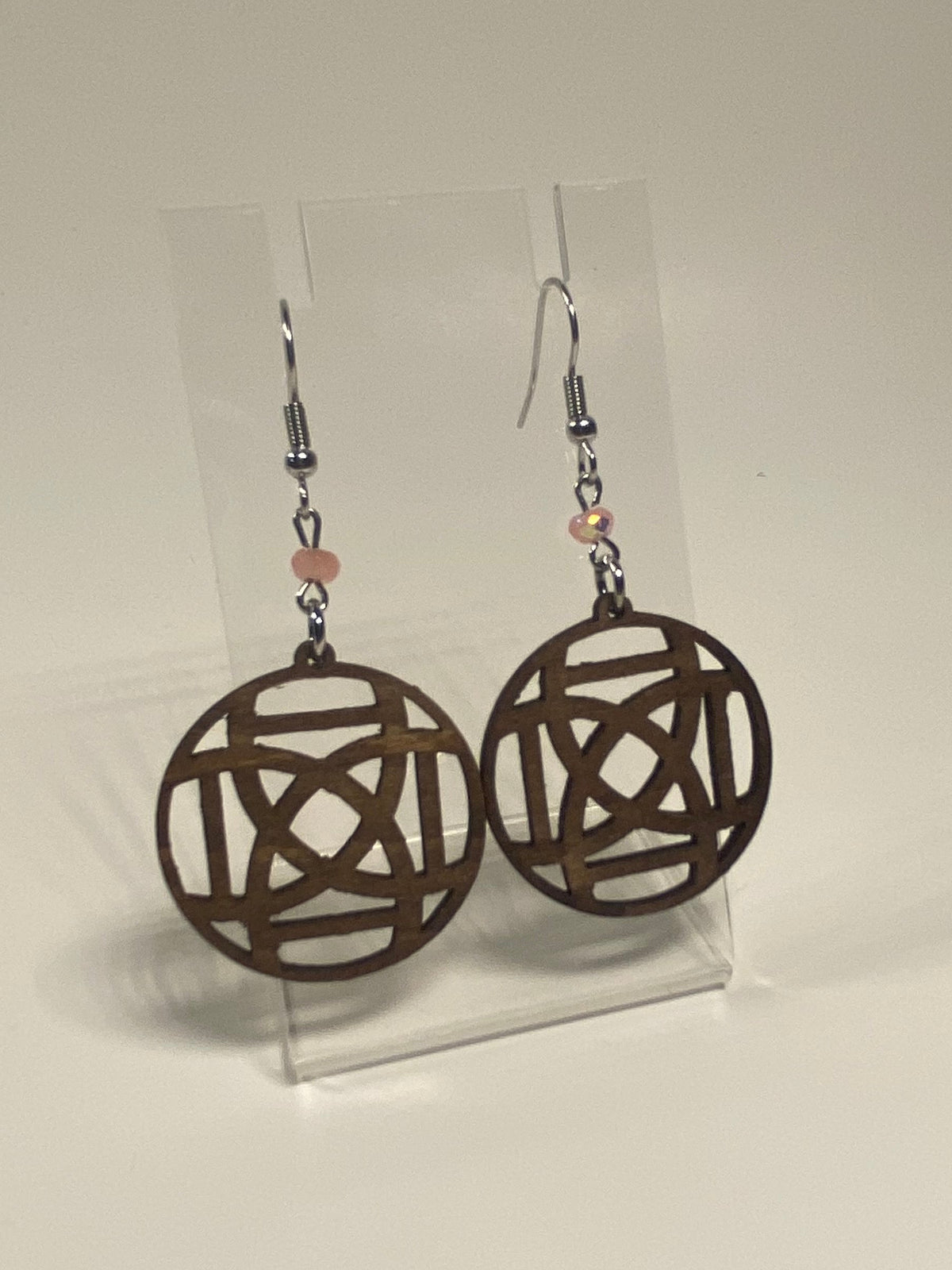Round Wooden Cut Out Earring