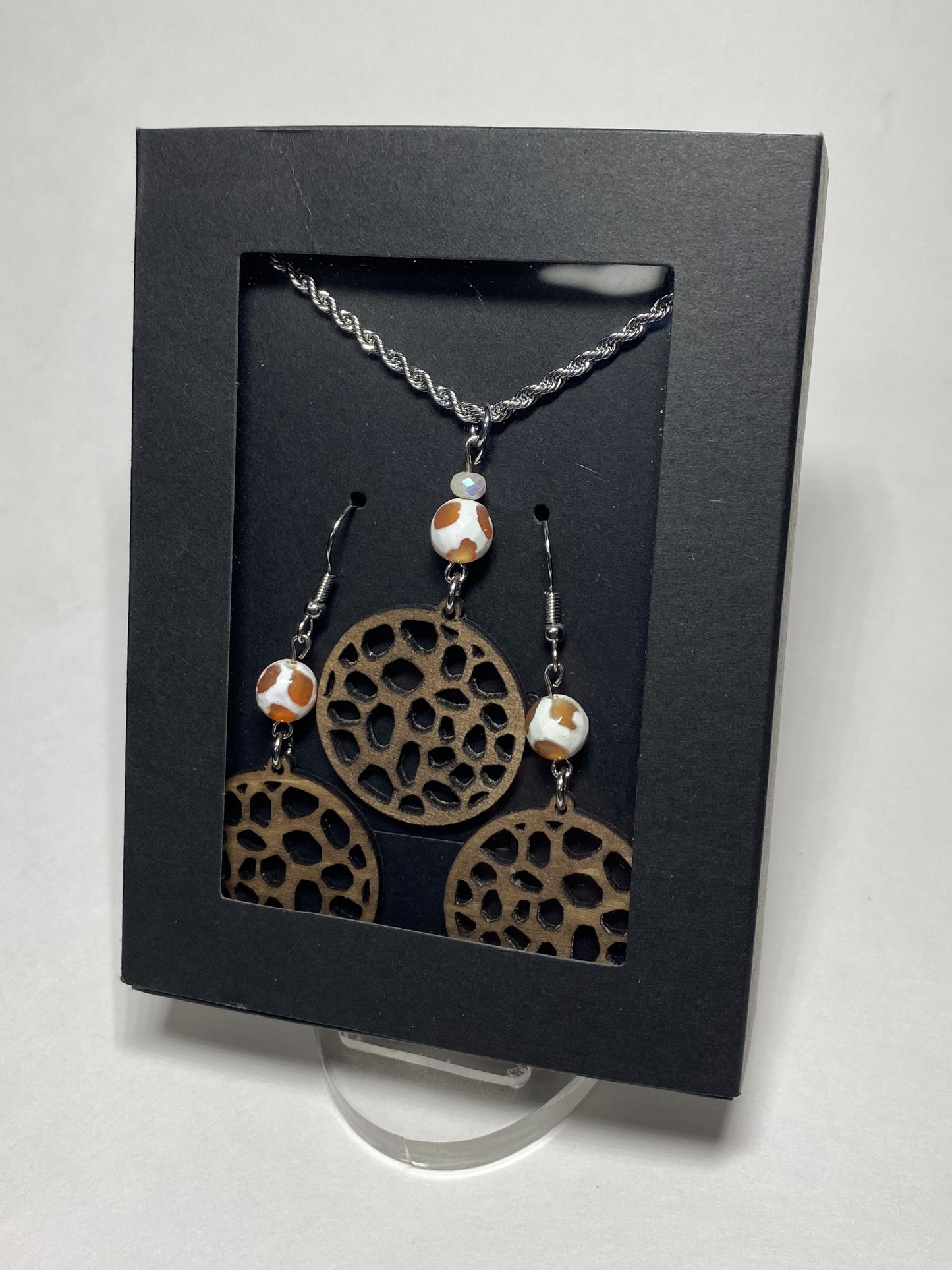 Wooden Necklace & Earring Set