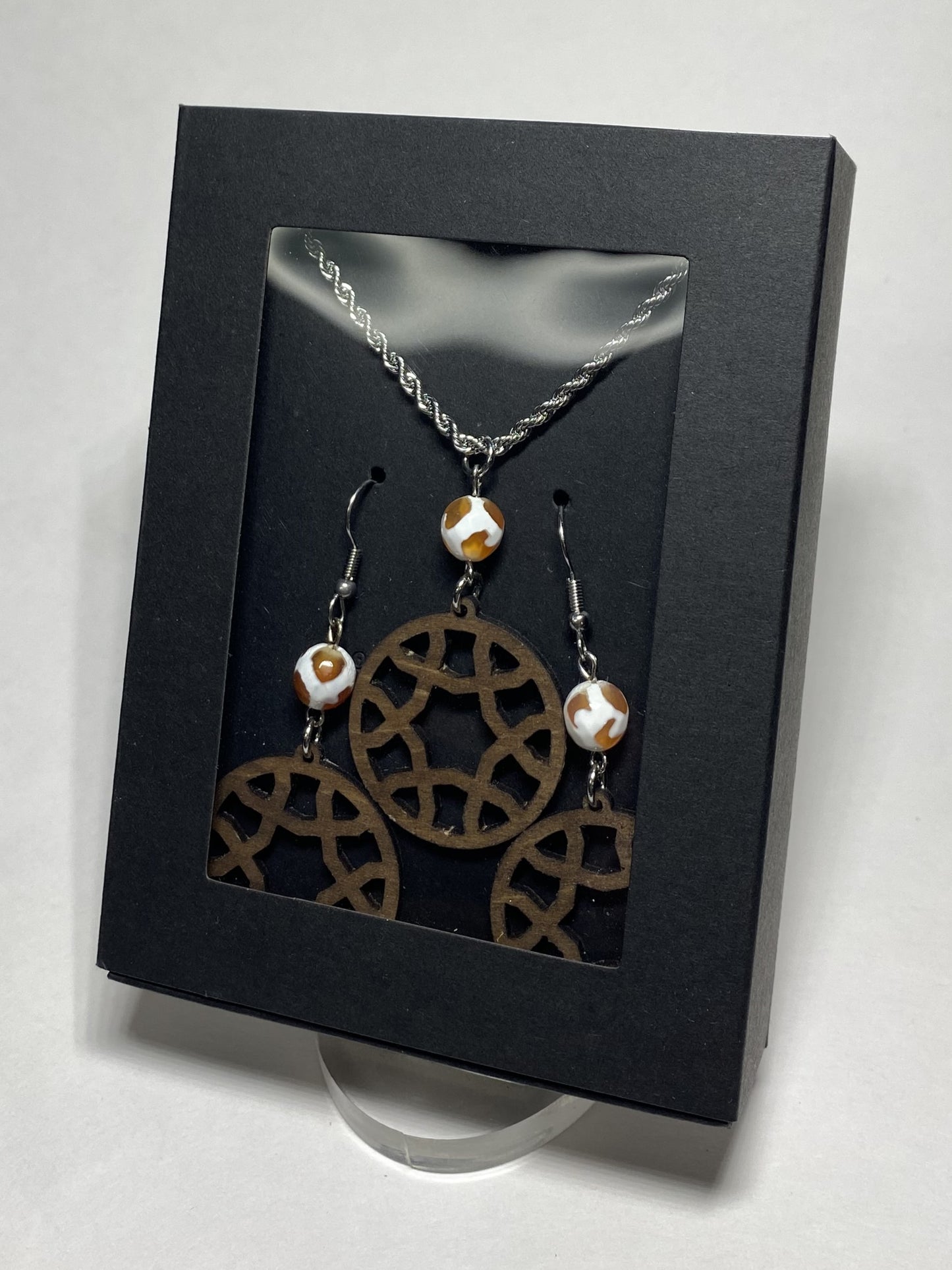 Wooden Necklace & Earring Set