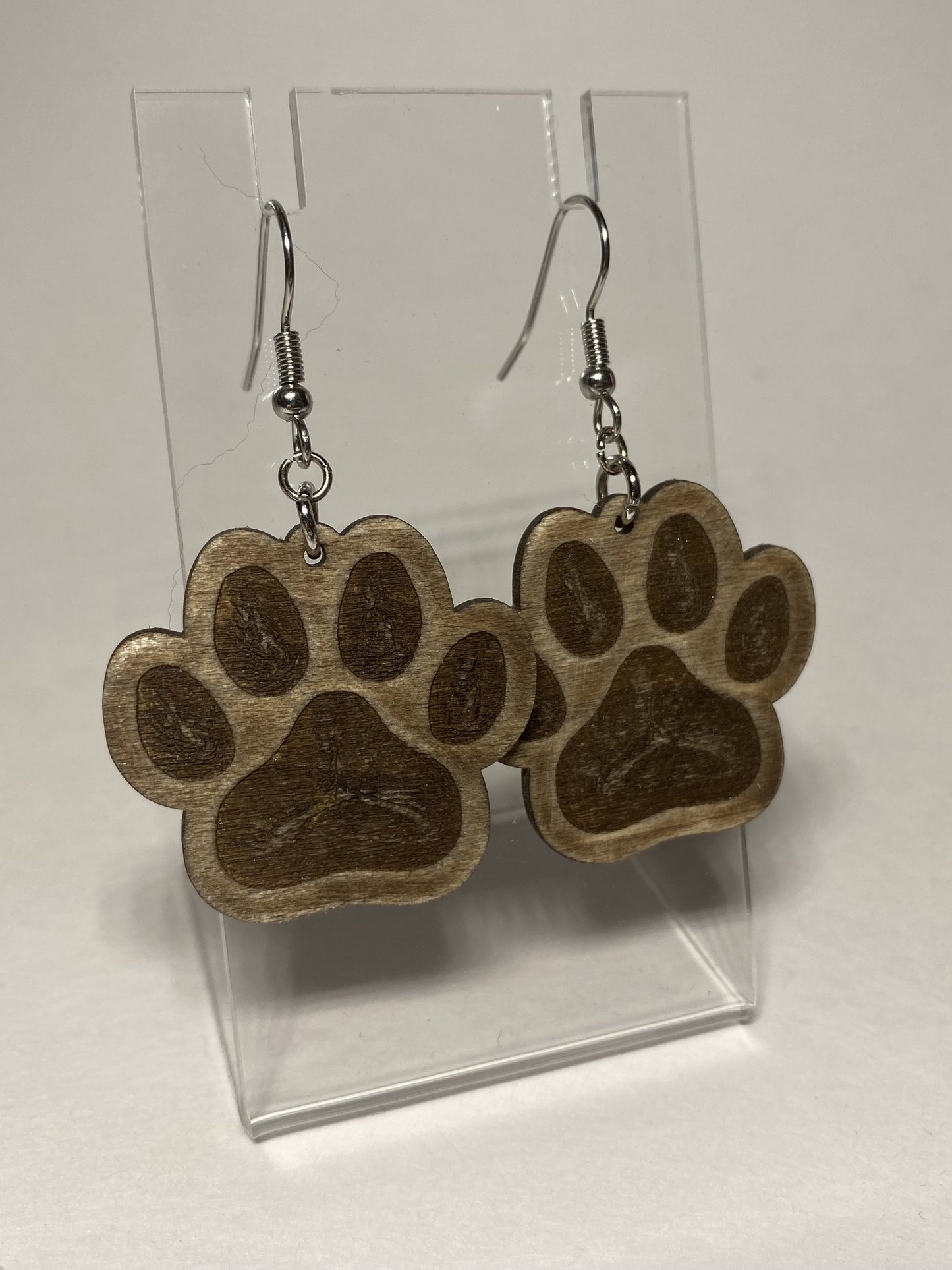 Wooden Pawprint Earrings