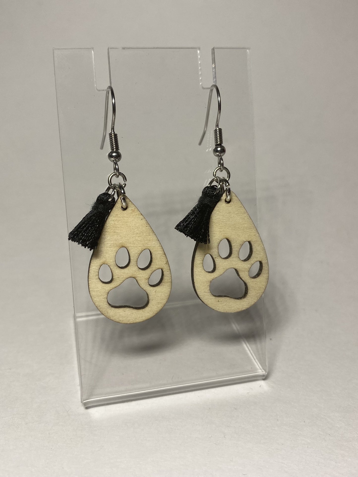 Wooden Pawprint Earrings
