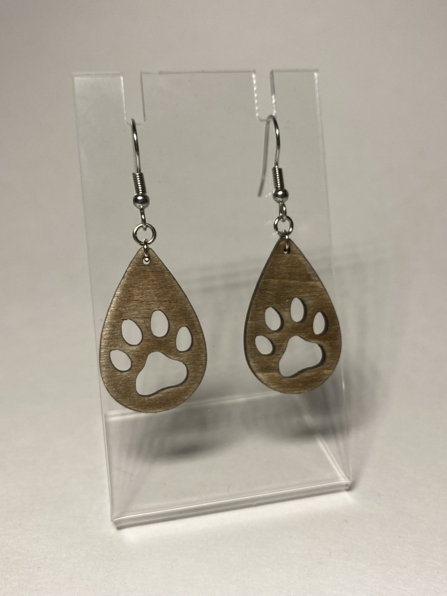 Wooden Pawprint Earrings