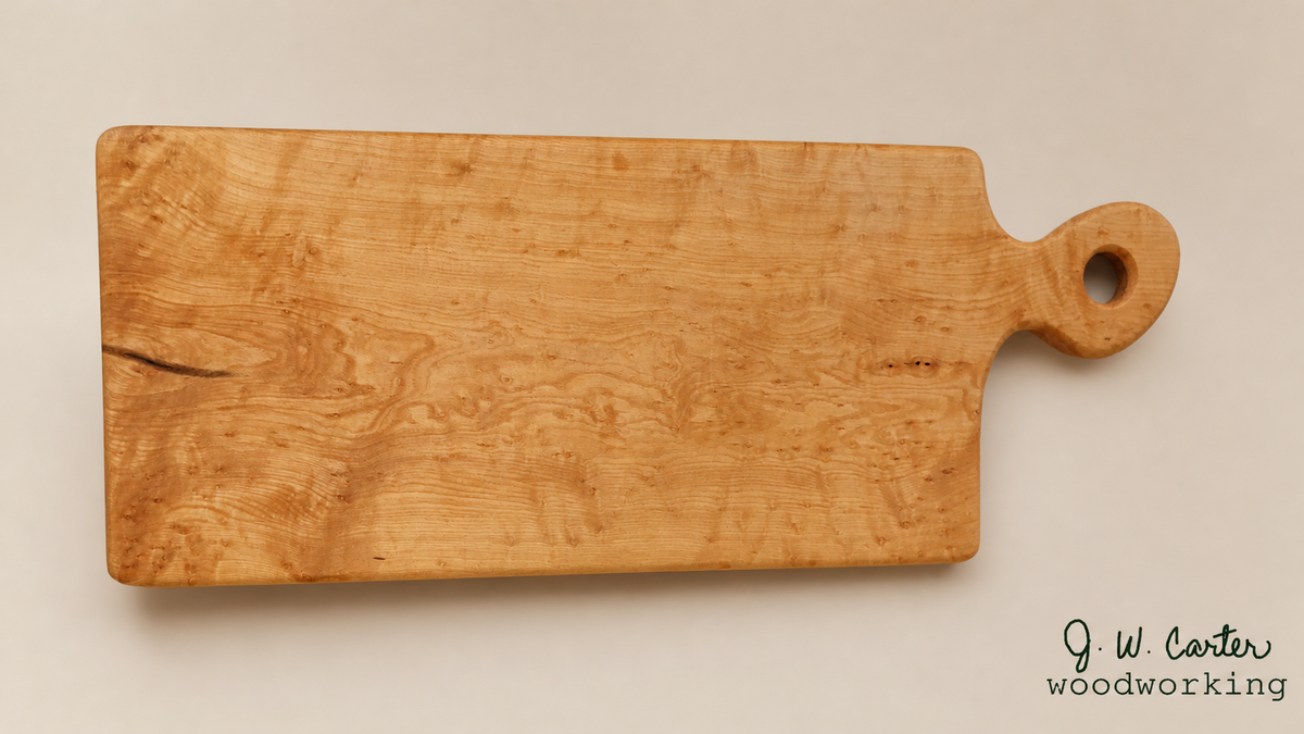 Paddle-style cutting/serving board - Birdseye Maple