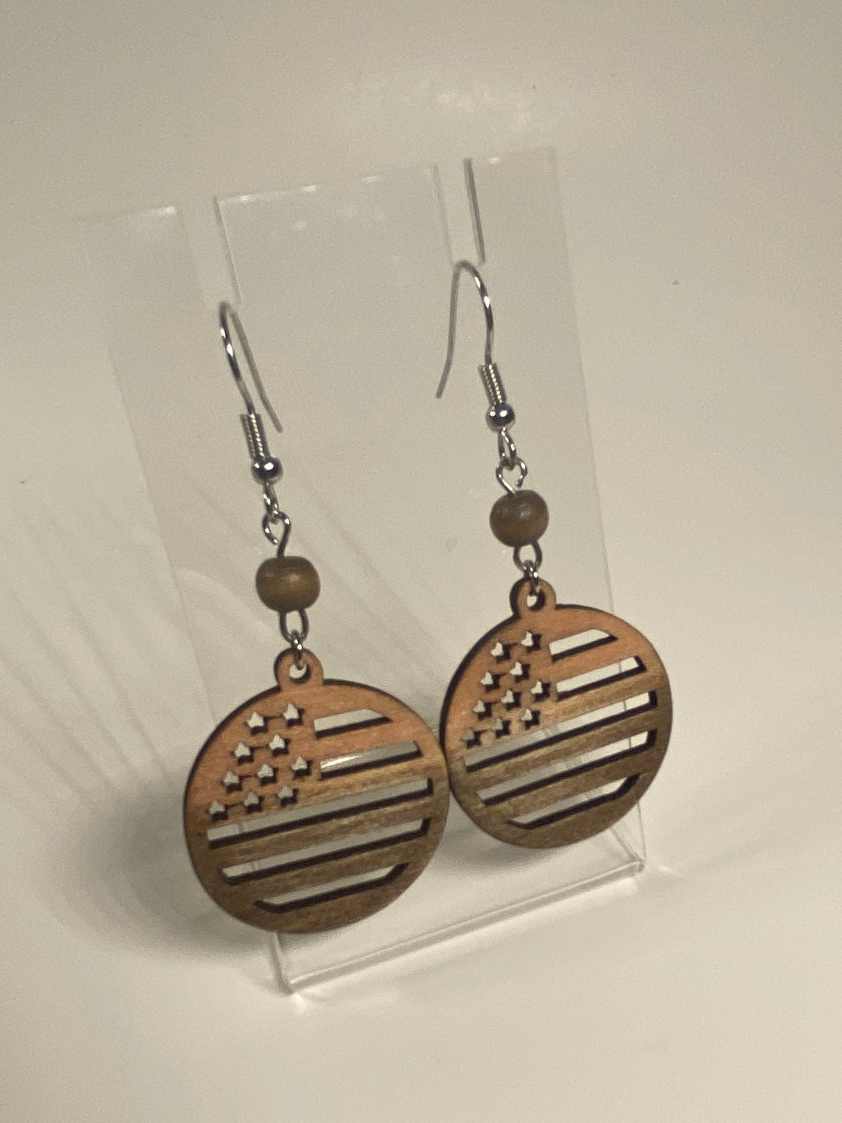 Wooden Stars & Stripes Earrings
