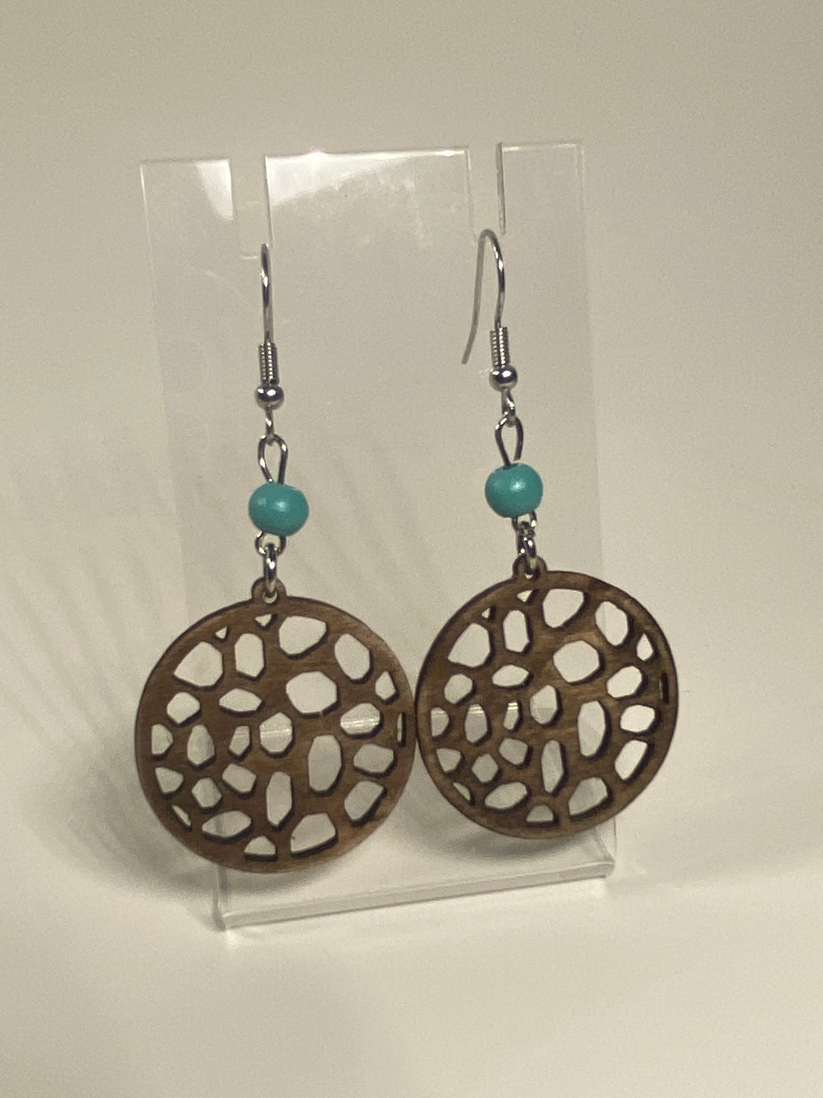 Round Wooden Cut Out Earring