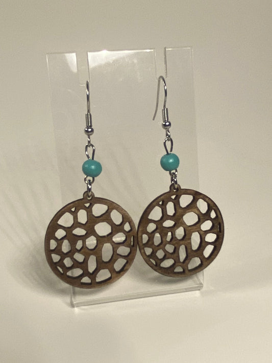 Round Wooden Cut Out Earring