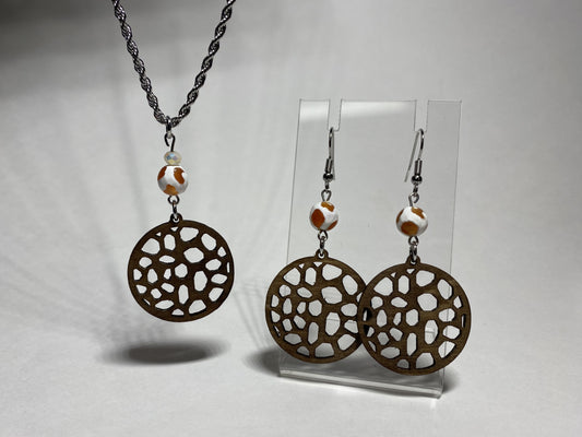 Wooden Necklace & Earring Set