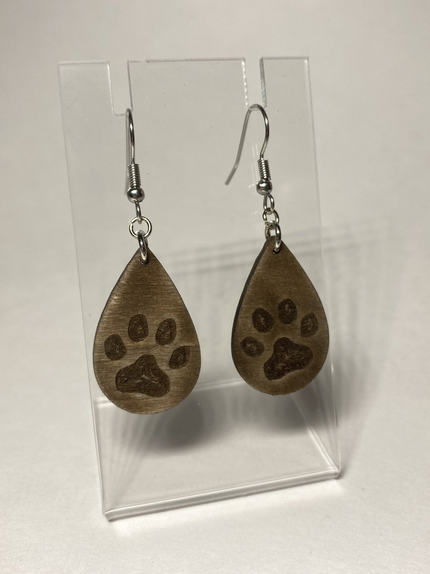 Wooden Pawprint Earrings