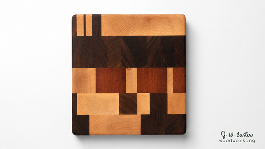 End Grain Cutting Board with Padauk, Walnut, Maple