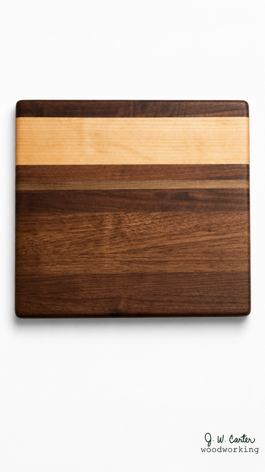 Maple Edge Grain Cutting Board with Walnut Stripe